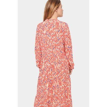 Plus Size Abstract Print Notch V Neck High Waist Maxi Dress