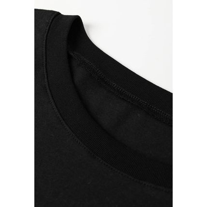 Black Contrast Crochet Floral Graphic Drop Shoulder Loose Tee