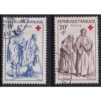 France 1957 SG 1365-6 Used - Red Cross Semi-postal (C-484 (19))