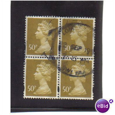 1993 GB Q.E.11 F/U 50P block SG Y1719