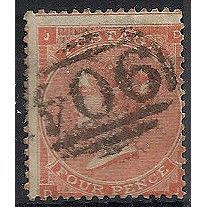 1862 SG80 4d Pale Red Good/Fine Used Check Letters "DJ".