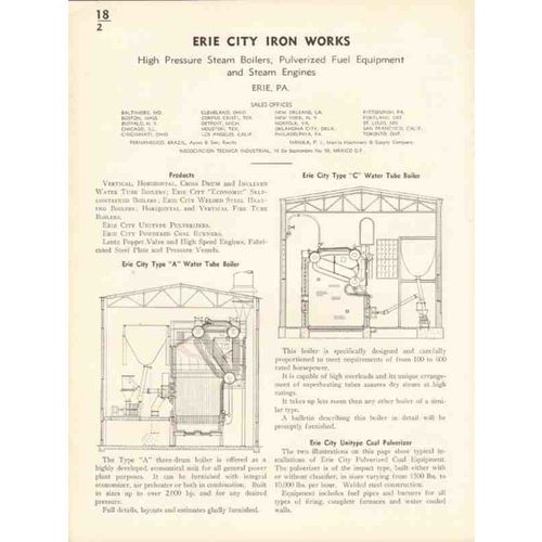 erie city iron works 1936 fire water tube boiler heat vintage catalog