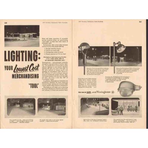 westinghouse electric corp 1957 lighting service station vintage ad