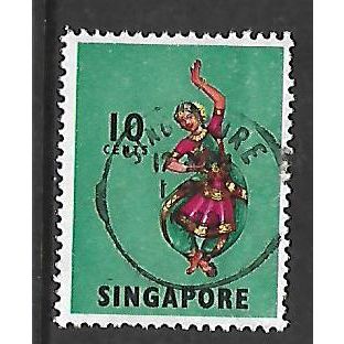 SINGAPORE 1968 10c BHARATHA NATYAM SG 105 FINE USED#