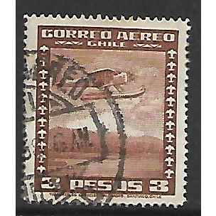 CHILE 1934 AIR 3p BROWN F19 SEA PLANE SG 360 FINE USED#