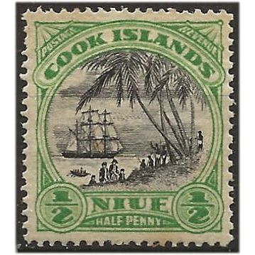 Niue 1944 SG89 1/2d Black & Emerald Mounted Mint .. ...