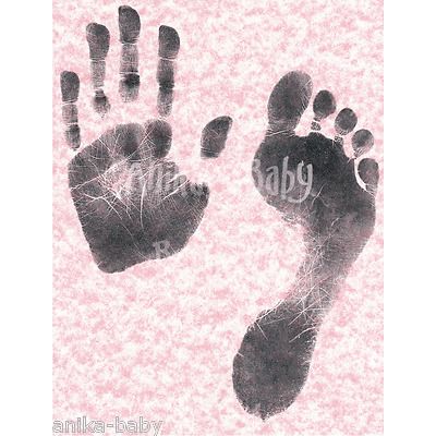 New Baby Girl Toddler Hand Prints Footprints Inkless Wipe Kit Mottled Pink Card