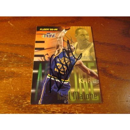 1996/97 Fleer, Autograph Card, KARL MALONE, HOF w/COA, Jazz