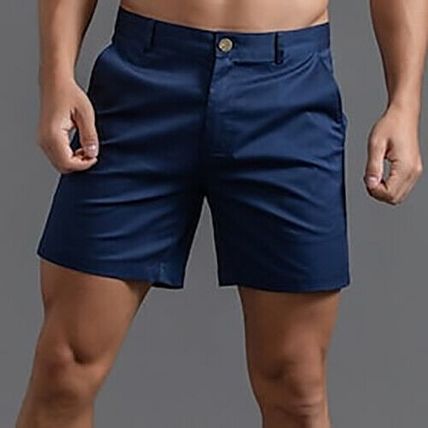Men's Pure Shorts Cotton Beach Quarter Pants Casual Shorts UK