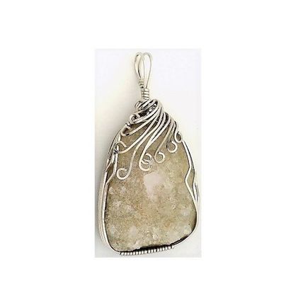 Quartz Crystal Stainless Steel Wire Wrap Gemstone Pendant 4