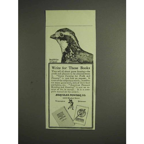 1917 Hercules Gun Powder Ad - Bob White or Quail