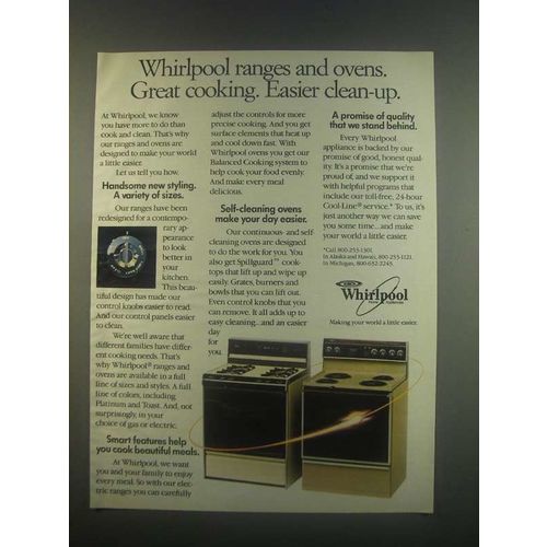1985 Whirlpool Ranges and Ovens Ad - Great Cooking
