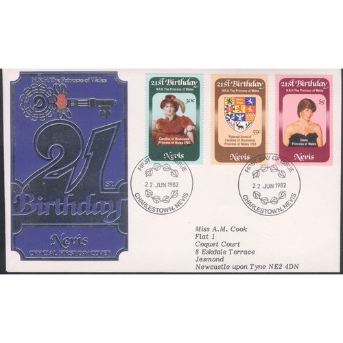 Nevis FDC 1982 - SG 85-87 - Lady Diana 21st Birthday 2
