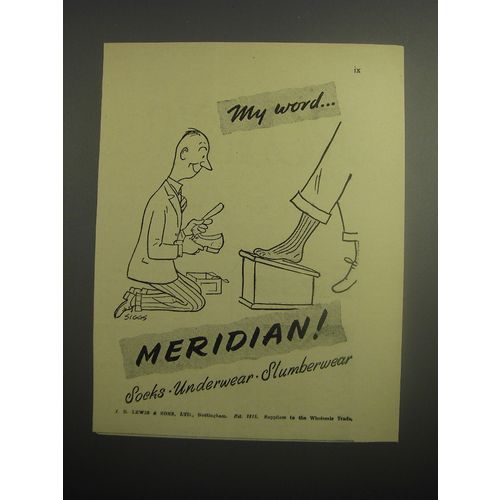 1948 Meridian Socks, Underwear, Slumberwear Ad