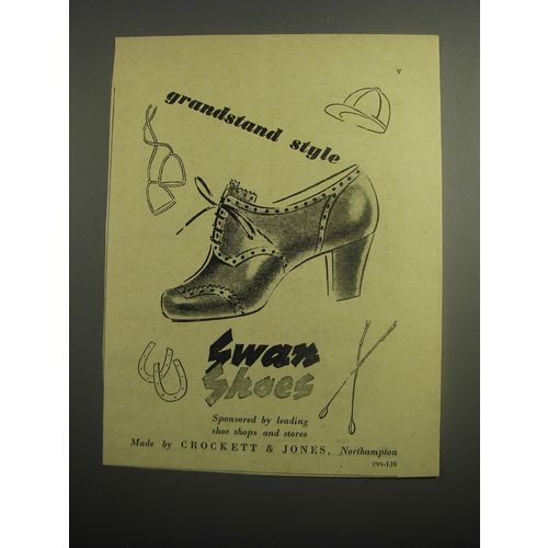1948 Crockett & Jones Swan Shoes Ad - grandstand style