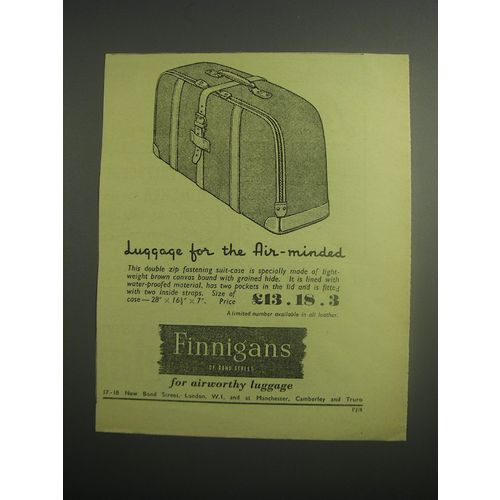 1948 Finnigans Double zip fastening suit-case Ad - Luggage for the air-minded