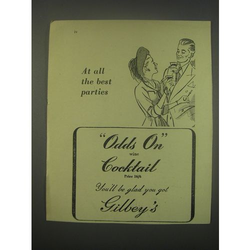 1949 Gilbey's Odds On Wine Cocktail Ad - At all the best parties