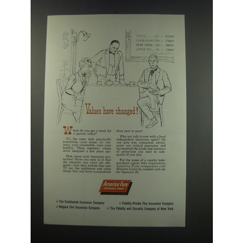 1957 America Fore Insurance Ad - Values have changed