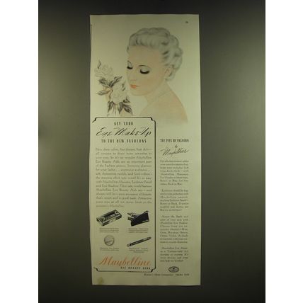 1939 Maybelline Eye Make-up Ad - Key your eye make-up to the new fashions