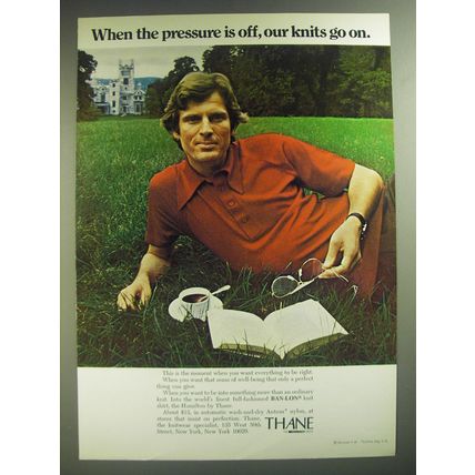 1974 Thane Hamilton Sweater Ad - When the pressure is off, our knits go on