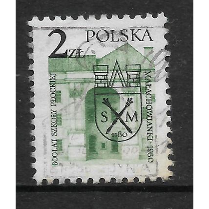 POLAND 1980 2Z SCHOOL AND ARMS GREEN AND BLACK SG 2678 FINE USED#
