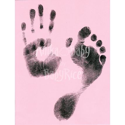 Newborn Baby Girl Toddler Hand Prints Footprints Inkless Wipe Kit Pink A4 Cards