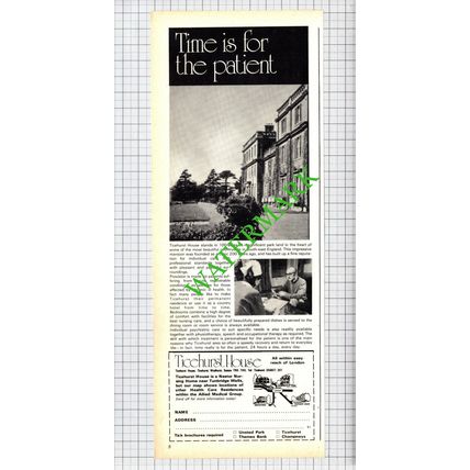 Ticehurst House Wadhurst Sussex Nestor Nursing Home Advert - 1975 Cutting