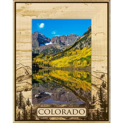 Colorado Laser Engraved Wood Picture Frame Portrait (4 x 6)