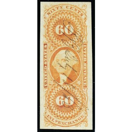 R64a, Used Superb 60¢ Revenue Imperforate Stamp A GEM - Stuart Katz