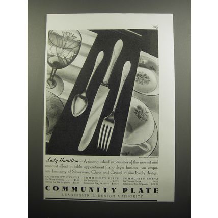 1933 Oneida Community Plate Silver Ad - Lady Hamilton