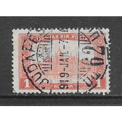 HUNGARY 1 KRONA BUDAPEST DATED CANCEL 1919 OFFICE 62