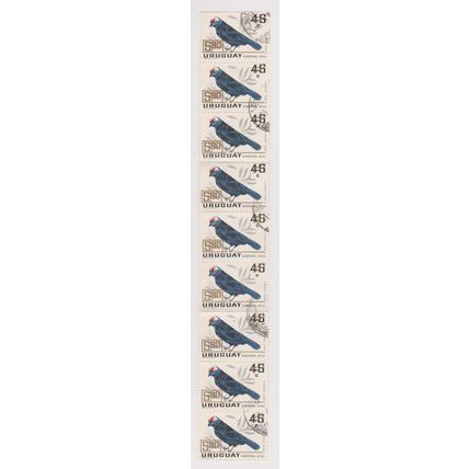 Uruguay 1962 Diadem Tanger bird SG UY 1210 vertical strip of 9