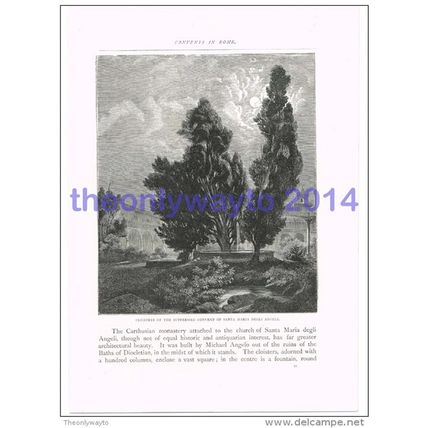 Cloisters, Convent of Santa Maria Degli Angeli , Rome, Book Illustration, c1891