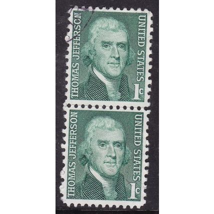 United States 1968 Jefferson 1c pair Fine Used SG 1259 VGC