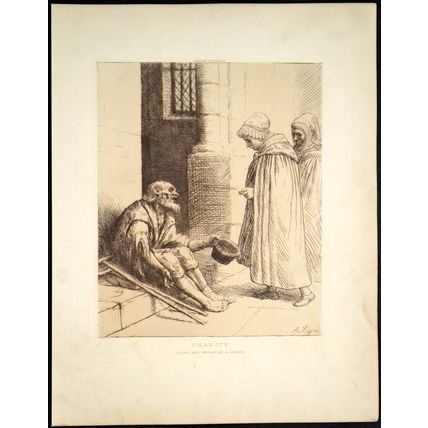 CHARITY 1914 Alphonse Legros ANTIQUE ETCHING