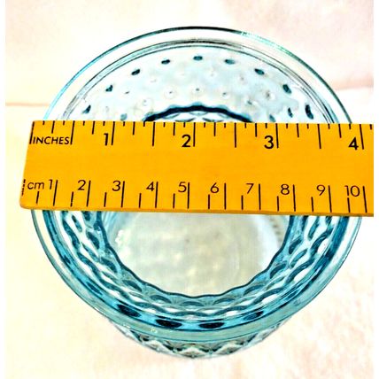 Glass Baby Blue #3 Diamond Pattern 6" Round Flower Vase Tabletop Decor