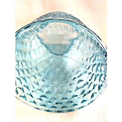 Glass Baby Blue #3 Diamond Pattern 6" Round Flower Vase Tabletop Decor