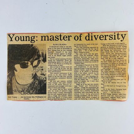 Neil Young - Master of Diversity Original Newspaper Article 1985