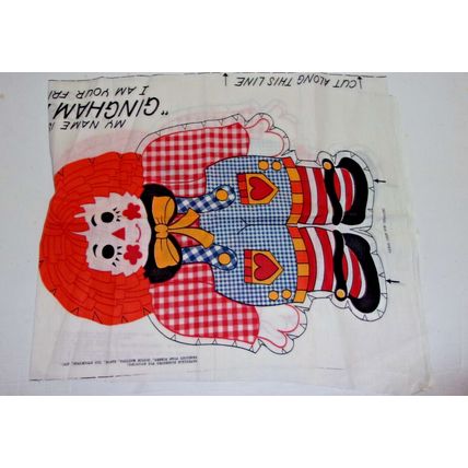 Vintage Cut & Sew Fabric Panel Gingham Girl & Gingham Boy