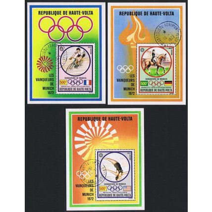 Upper Volta Winners Summer Olympic Games Munich 3 MSs 1972 CTO SG#MS391