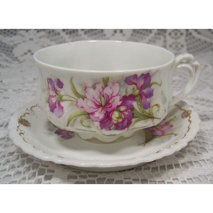 N D & CO Nowotny & Dressle CARLSBAD CHINA AUSTRIA Teacup & Saucer Unique Design