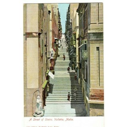 Malta: "A Street of Stairs, Valletta" & "Interior of St John's Church" Unposted