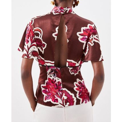 KAREN MILLEN Tall Batik Viscose Satin Angel Sleeve Woven Blouse BNWT