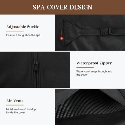 Ibirdie Outdoor Waterproof Hot Tub Cover 88 X 88 Inch Fit 85 X 85 or 86 X 86 or