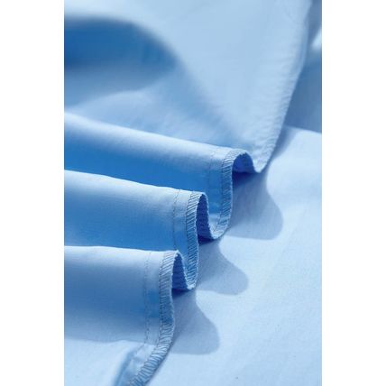 Mist Blue Contrast Notched Neck Frilly Detail Short Sleeve Blouse