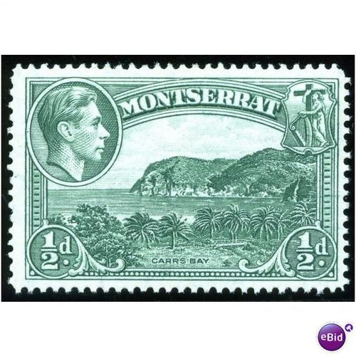 Montserrat KGVI 1938 ½d Green Mounted Mint MM SG 101 Perf 13