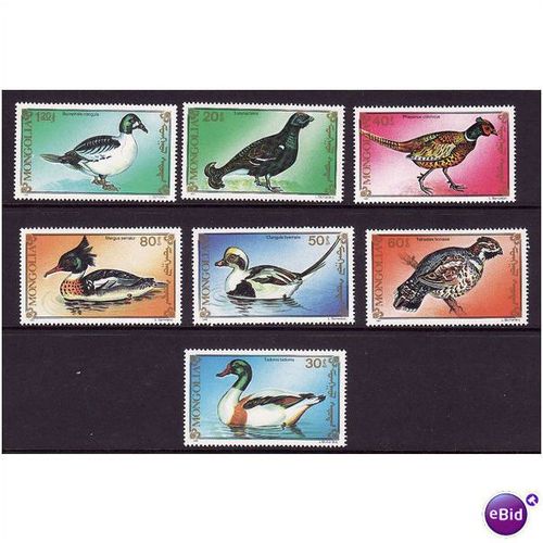 MONGOLIA 1991 BIRDS SET 7 VALS U/M MINT