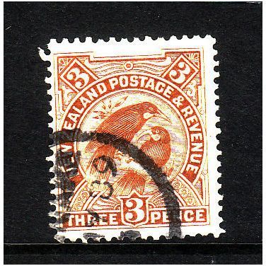 NEW ZEALAND 1908 SG383 3d BROWN SACRED HULA BIRDS FINE USED