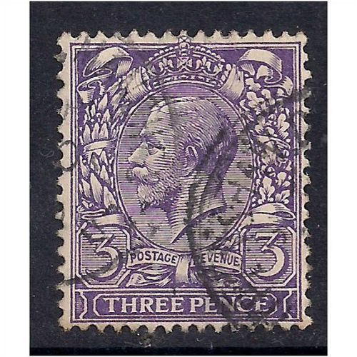 GB 1912 - 24 KGV 3d Violet used stamp WMK 100. (H934