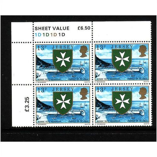JERSEY 1980 SG 147 13p BONNE NUIT HARBOUR BLOCK 4 VALS U/M MINT